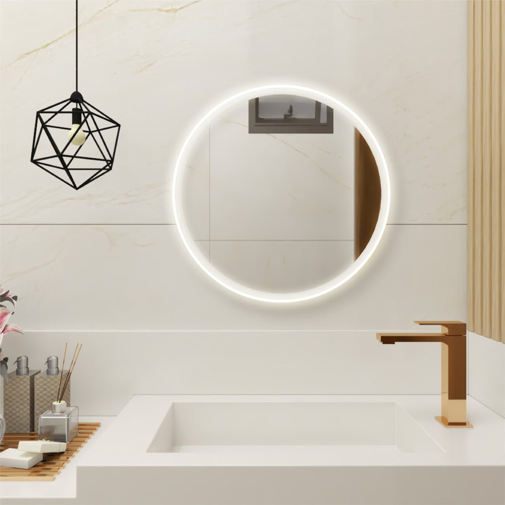 Espejo de Baño Venezia Gris 50x50cm Redondo con Sandblasting y con Iluminación Led - ESPEJOS DE BANHO | Bylmo