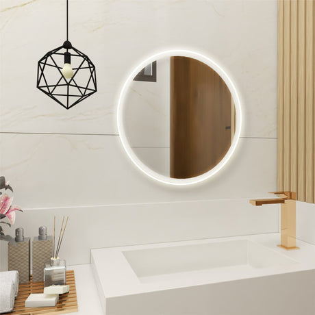 Espejo de Baño Venezia Gris 50x50cm Redondo con Sandblasting y con Iluminación Led - ESPEJOS DE BANHO | Bylmo