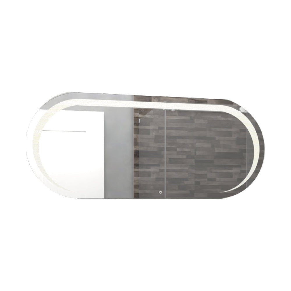 Espejo de Baño Veron Gris 120x50cm Rectangular Curvo con Sandblasting y con Iluminación Led - ESPEJOS DE BANHO | Bylmo