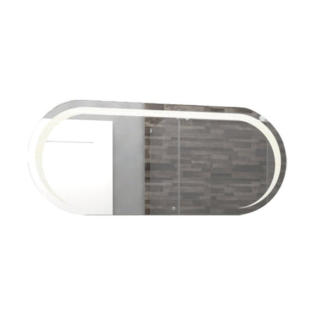 Espejo de Baño Veron Gris 120x50cm Rectangular Curvo con Sandblasting y con Iluminación Led - ESPEJOS DE BANHO | Bylmo