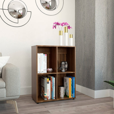 Biblioteca Otto caramelo 80x60cm con Cuatro Compartimientos - Bibliotecas | Bylmo