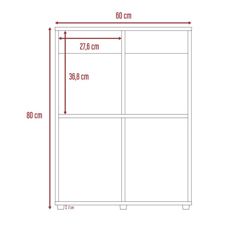 Biblioteca Otto caramelo 80x60cm con Cuatro Compartimientos - Bibliotecas | Bylmo