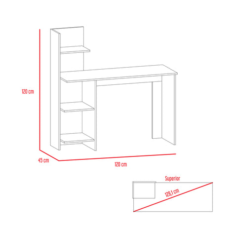 Escritorio Vilna Rovere y Blanco 120.6x120cm sin Cajones y con Organizador de Libros - Escritorios y Archivadores | Bylmo