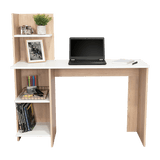 Escritorio Vilna Rovere y Blanco 120.6x120cm sin Cajones y con Organizador de Libros - Escritorios y Archivadores | Bylmo