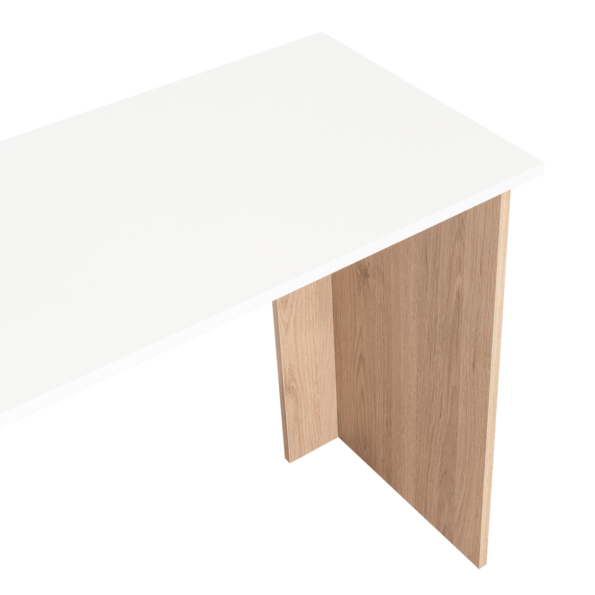 Escritorio Vilna Rovere y Blanco 120.6x120cm sin Cajones y con Organizador de Libros - Escritorios y Archivadores | Bylmo