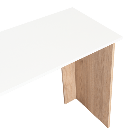 Escritorio Vilna Rovere y Blanco 120.6x120cm sin Cajones y con Organizador de Libros - Escritorios y Archivadores | Bylmo