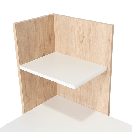 Escritorio Vilna Rovere y Blanco 120.6x120cm sin Cajones y con Organizador de Libros - Escritorios y Archivadores | Bylmo