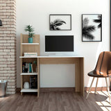 Escritorio Vilna Rovere y Blanco 120.6x120cm sin Cajones y con Organizador de Libros - Escritorios y Archivadores | Bylmo