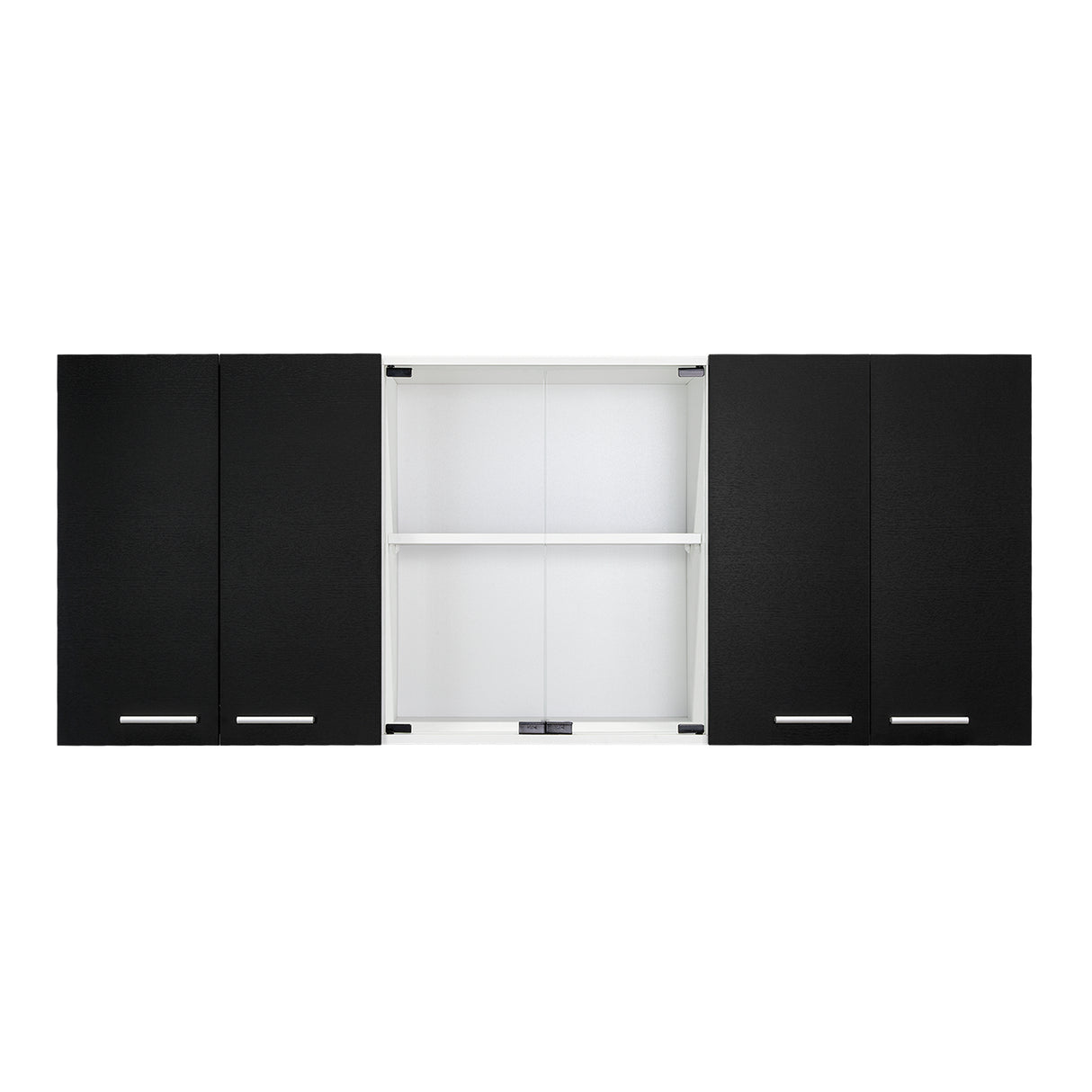 Mueble Superior de Cocina Wengue y Blanco 150x60cm con Dos Entrepaños y con Seis Puertas - Cocinas | Bylmo