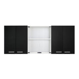 Mueble Superior de Cocina Wengue y Blanco 150x60cm con Dos Entrepaños y con Seis Puertas - Cocinas | Bylmo