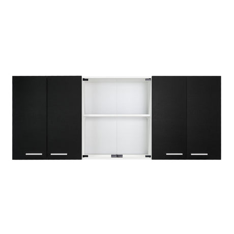 Mueble Superior de Cocina Wengue y Blanco 150x60cm con Dos Entrepaños y con Seis Puertas - Cocinas | Bylmo