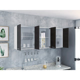 Mueble Superior de Cocina Wengue y Blanco 150x60cm con Dos Entrepaños y con Seis Puertas - Cocinas | Bylmo