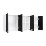 Mueble Superior de Cocina Wengue y Blanco 150x60cm con Dos Entrepaños y con Seis Puertas - Cocinas | Bylmo