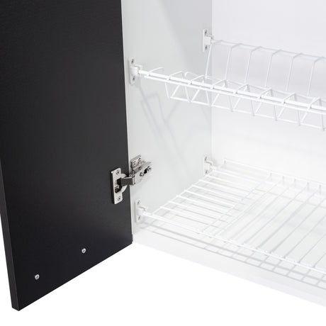 Mueble Superior de Cocina Wengue y Blanco 150x60cm con Dos Entrepaños y con Seis Puertas - Cocinas | Bylmo