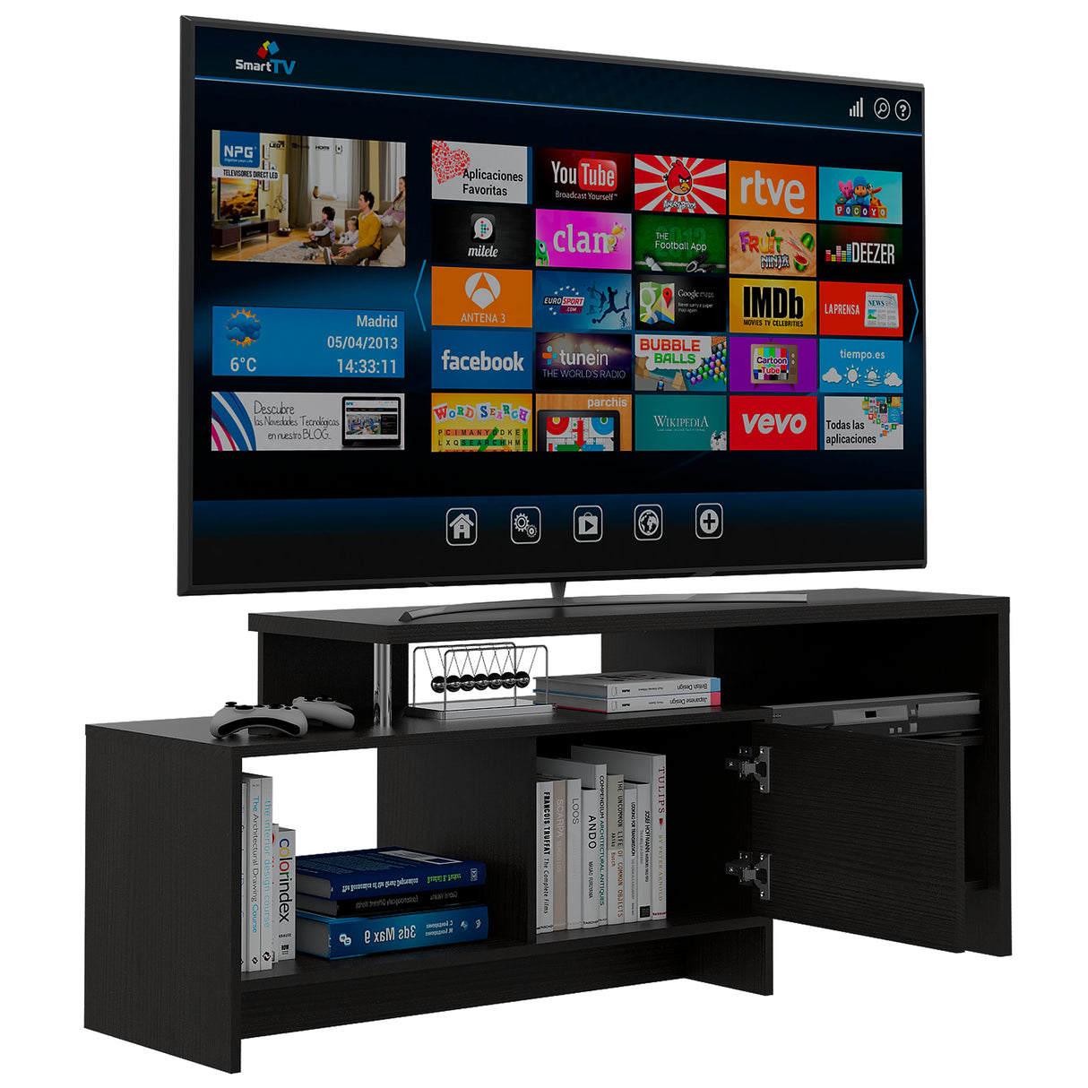 Mesa para TV Bengala Wengue 143x56cm para TV Hasta 50" Pulgadas con Cuatro Compartimientos - MUEBLES DE TV | Bylmo