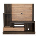 Centro de Entretenimiento Alcaceres Habano y Miel 180x172.2cm para TV Hasta 55 Pulgadas con Ranuras para Cables y con Tres Compartimientos - Muebles para TV | Bylmo