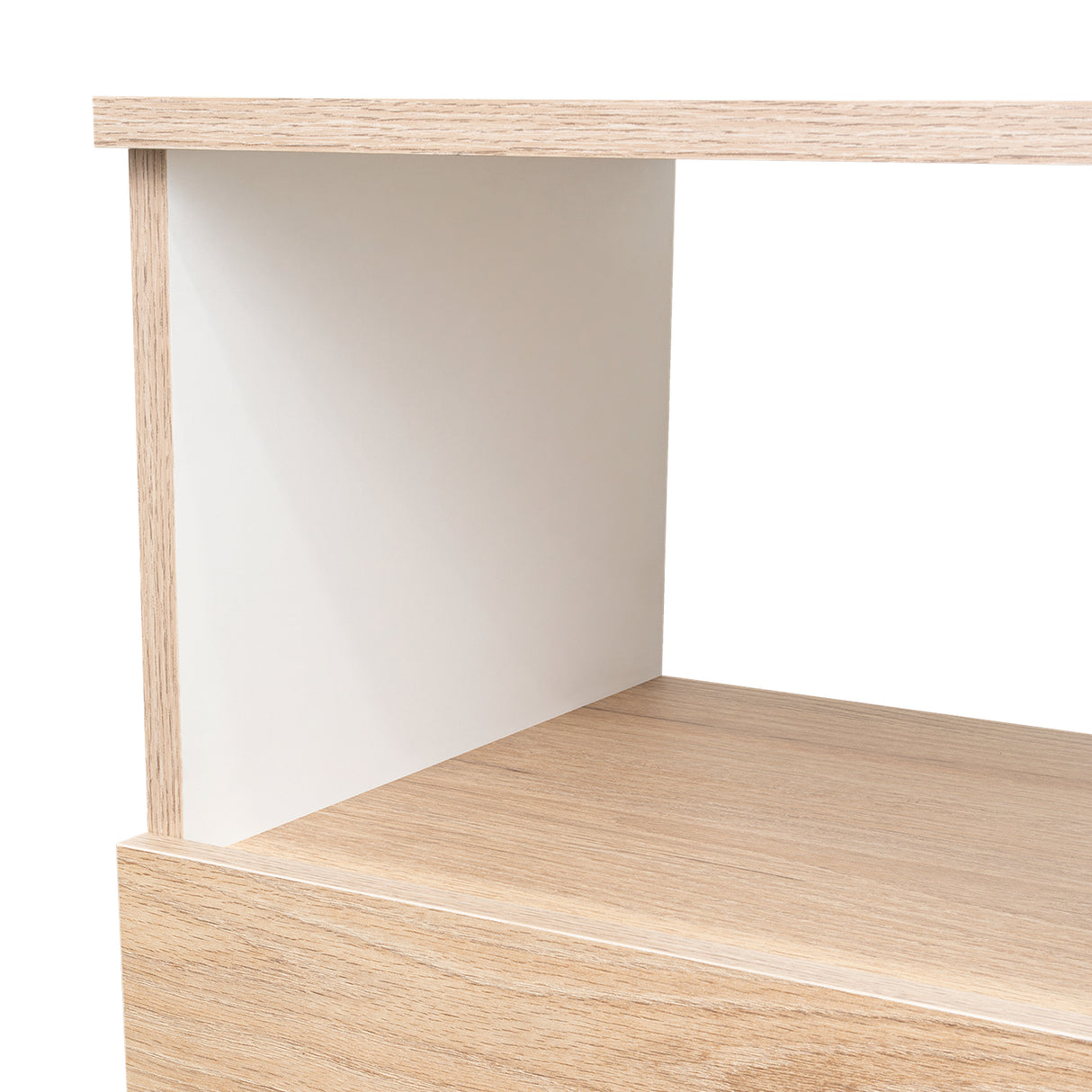 Mesa de Noche Camel Rovere y Blanco 40x45cm con Un Cajón y con Un Compartimiento - Mesas de Noche | Bylmo