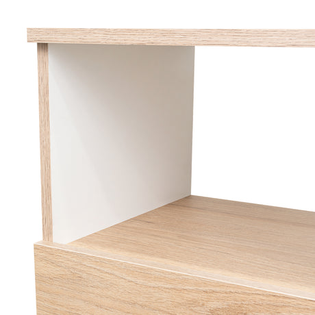 Mesa de Noche Camel Rovere y Blanco 40x45cm con Un Cajón y con Un Compartimiento - Mesas de Noche | Bylmo