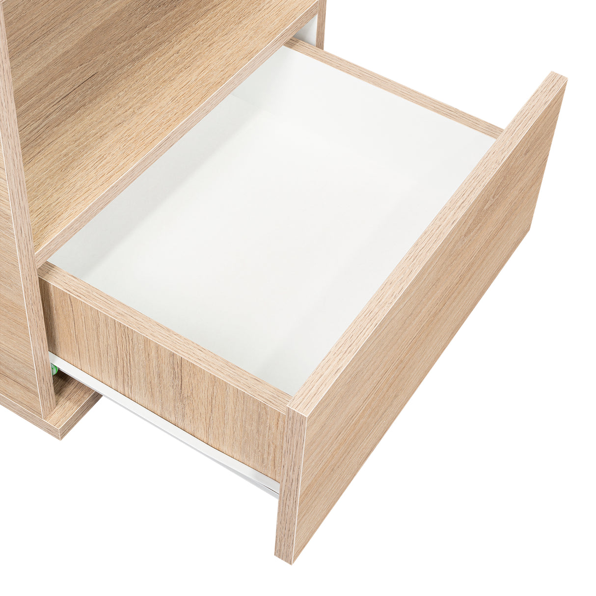 Mesa de Noche Camel Rovere y Blanco 40x45cm con Un Cajón y con Un Compartimiento - Mesas de Noche | Bylmo