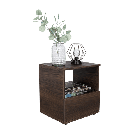 Mesa de Noche Camel habano 45x40cm con Un Cajón y con Un Compartimiento - Mesas de Noche | Bylmo