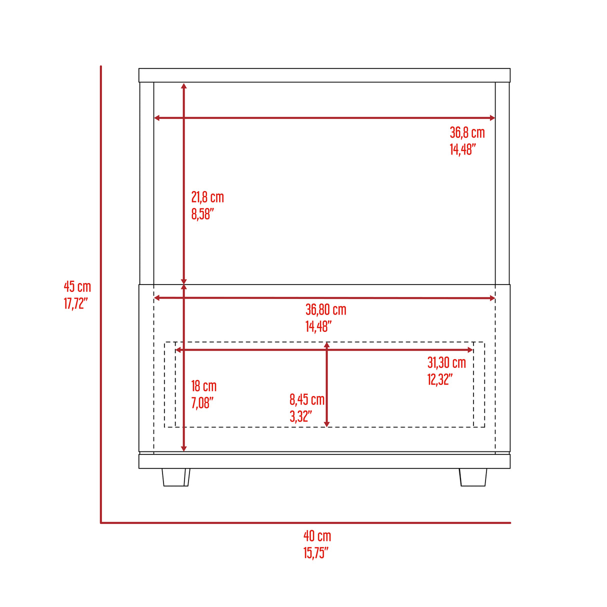 Mesa de Noche Camel habano 45x40cm con Un Cajón y con Un Compartimiento - Mesas de Noche | Bylmo