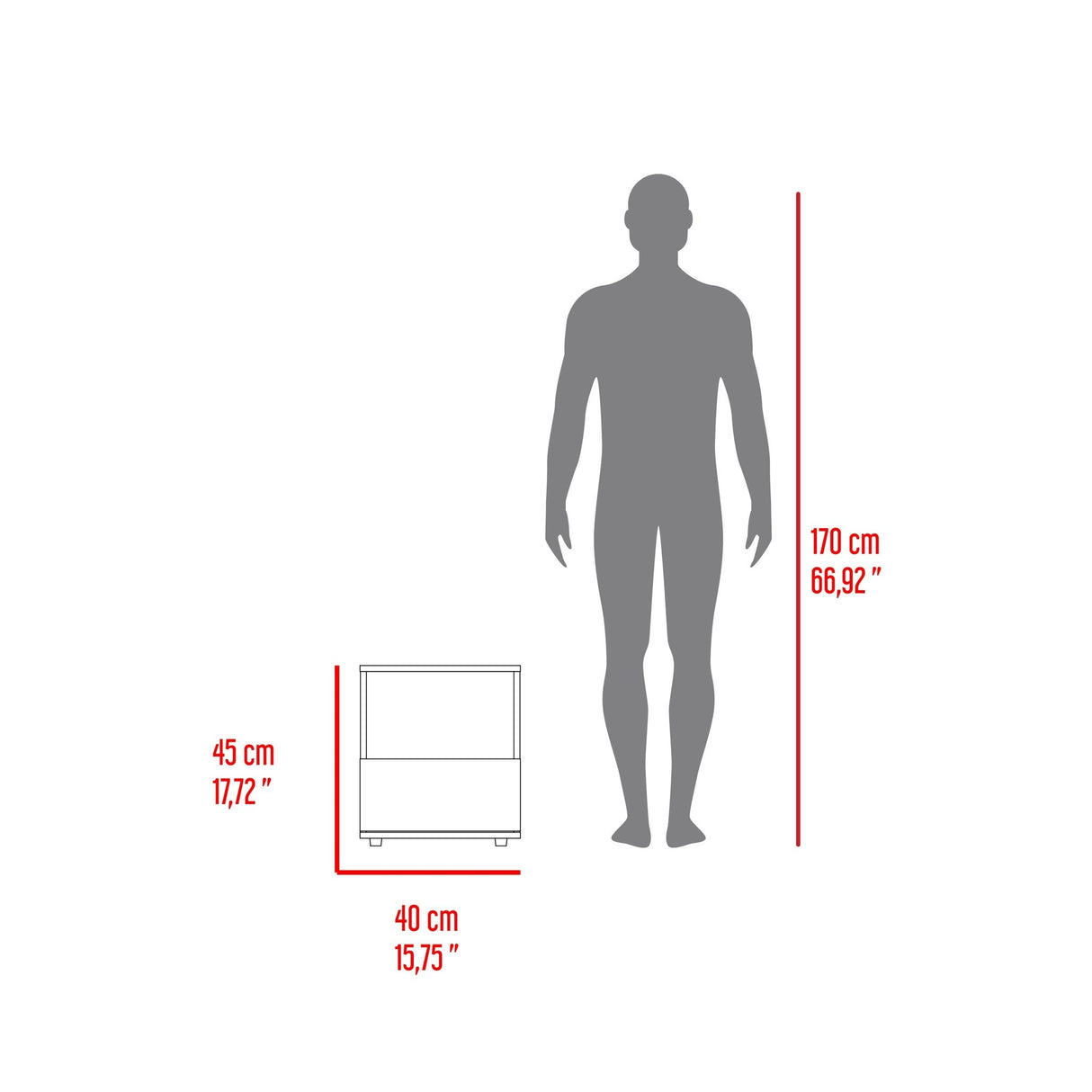 Mesa de Noche Camel habano 45x40cm con Un Cajón y con Un Compartimiento - Mesas de Noche | Bylmo