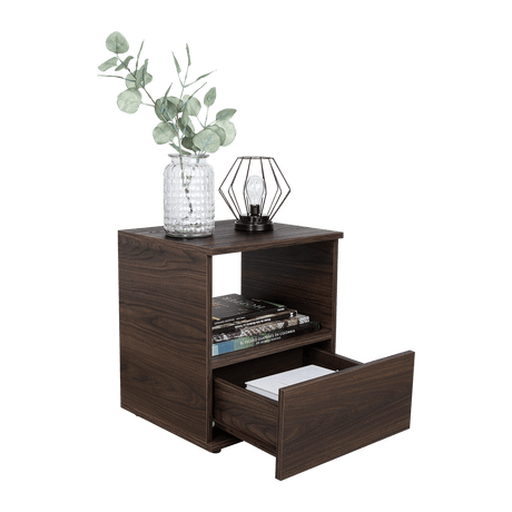 Mesa de Noche Camel habano 45x40cm con Un Cajón y con Un Compartimiento - Mesas de Noche | Bylmo