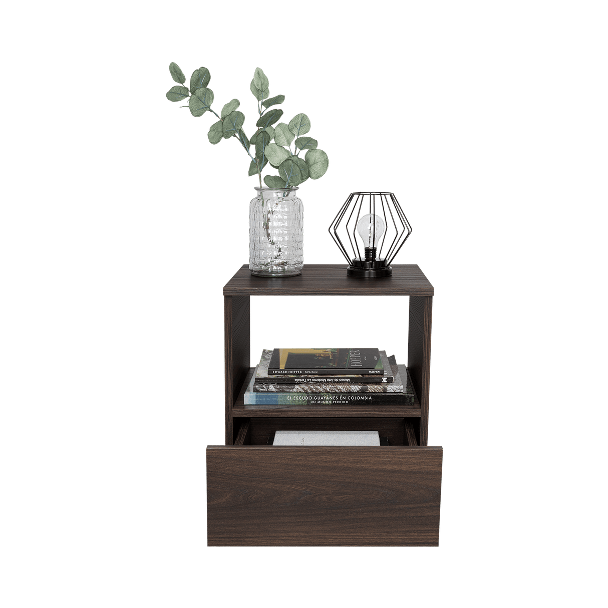 Mesa de Noche Camel habano 45x40cm con Un Cajón y con Un Compartimiento - Mesas de Noche | Bylmo