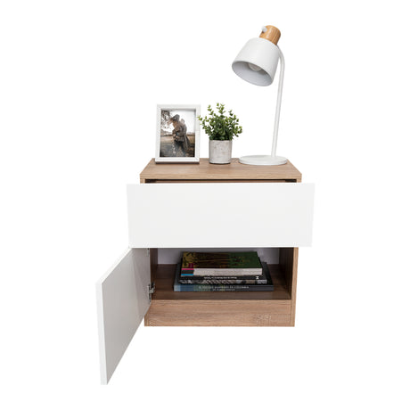 Mesa de Noche Nebraska Miel 50x52.6cm con Un Cajón - MESAS DE NOCHE | Bylmo