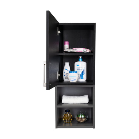 Gabinete de Baño Madrid Wengue y Plomo 30x80cm Rectangular sin Espejo y con Dos Entrepaños - Gabinetes | Bylmo