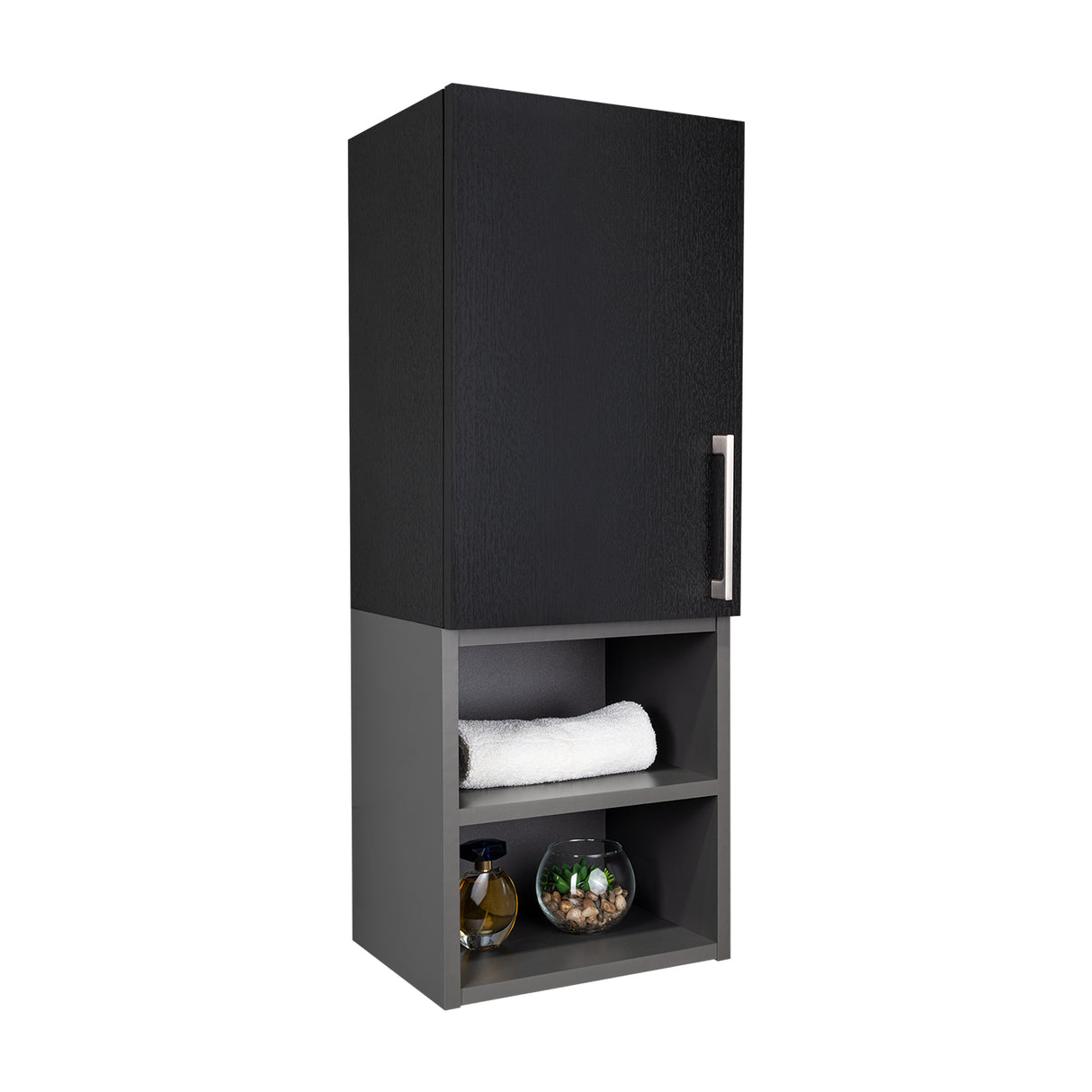 Gabinete de Baño Madrid Wengue y Plomo 30x80cm Rectangular sin Espejo y con Dos Entrepaños - Gabinetes | Bylmo