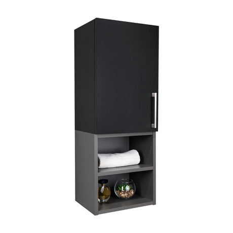 Gabinete de Baño Madrid Wengue y Plomo 30x80cm Rectangular sin Espejo y con Dos Entrepaños - Gabinetes | Bylmo