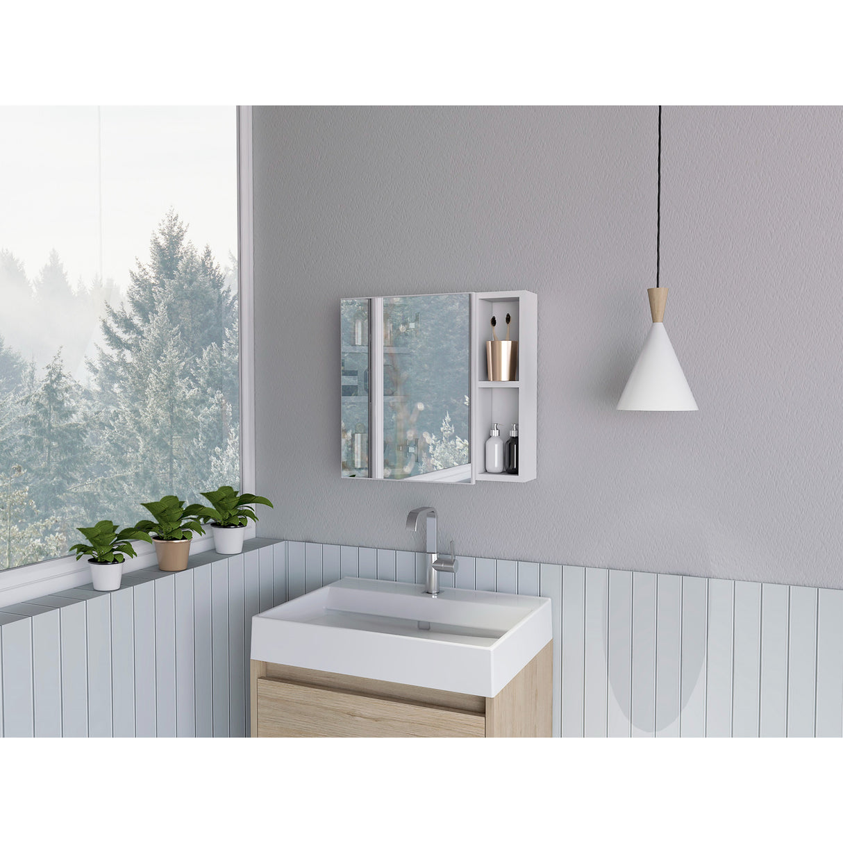 Gabinete de Baño Omari Blanco 50x47.3cm Rectangular con Una Puerta y Espejo - GABINETES DE BANHO | Bylmo