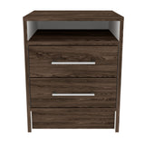 Mesa de Noche Eter Coñac y Blanco 40x50.7cm con Dos Cajones y con Un Compartimiento - MESAS DE NOCHE | Bylmo