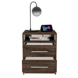 Mesa de Noche Eter Coñac y Blanco 40x50.7cm con Dos Cajones y con Un Compartimiento - MESAS DE NOCHE | Bylmo