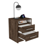 Mesa de Noche Eter Coñac y Blanco 40x50.7cm con Dos Cajones y con Un Compartimiento - MESAS DE NOCHE | Bylmo