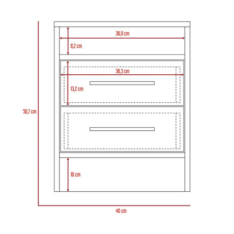 Mesa de Noche Eter Coñac y Blanco 40x50.7cm con Dos Cajones y con Un Compartimiento - MESAS DE NOCHE | Bylmo