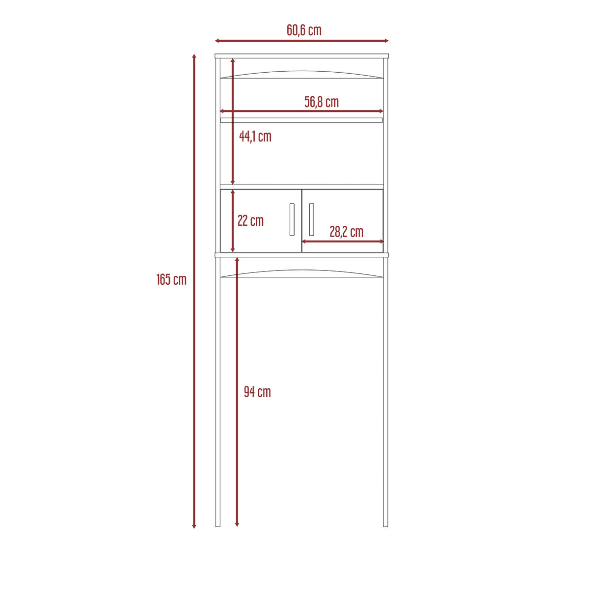 Ahorrador de Espacio para Baño Malta Blanco 60.6x165cm con Un Cajón y con Un Entrepaño