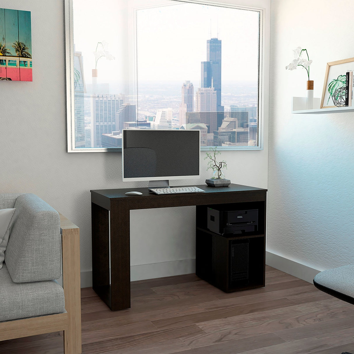 Escritorio Astana Wengue 120 cm con Entrepaños - Escritorios y Archivadores | Bylmo