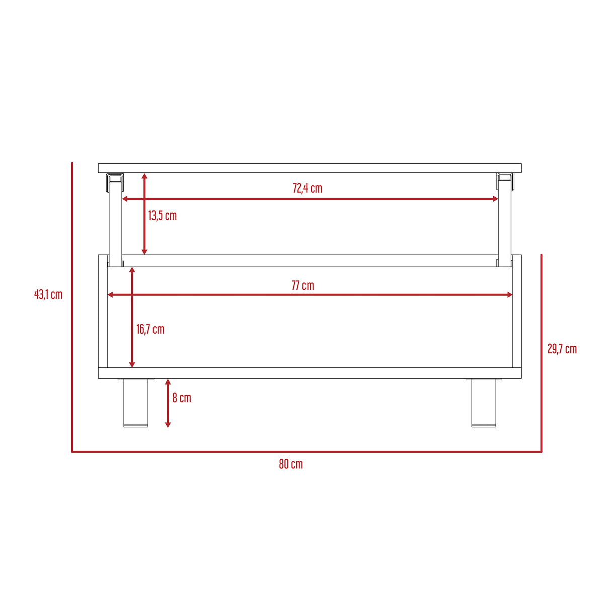 Mesa de Centro Gambia Wengue 80x29.75cm Rectangular con Patas y con Compartimientos - Mesas | Bylmo