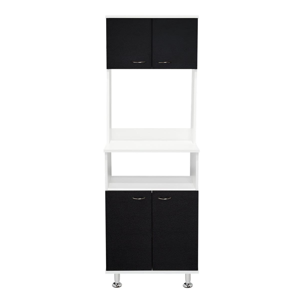 Alacena Fenix Blanco y Wengue 54x160cm sin Cajones y con Cuatro Puertas - Muebles Organizadores | Bylmo
