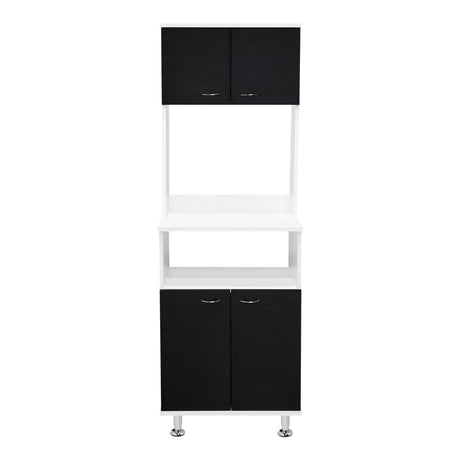 Alacena Fenix Blanco y Wengue 54x160cm sin Cajones y con Cuatro Puertas - Muebles Organizadores | Bylmo
