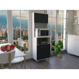 Alacena Fenix Blanco y Wengue 54x160cm sin Cajones y con Cuatro Puertas - Muebles Organizadores | Bylmo