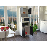 Alacena Fenix Blanco y Wengue 54x160cm sin Cajones y con Cuatro Puertas - Muebles Organizadores | Bylmo