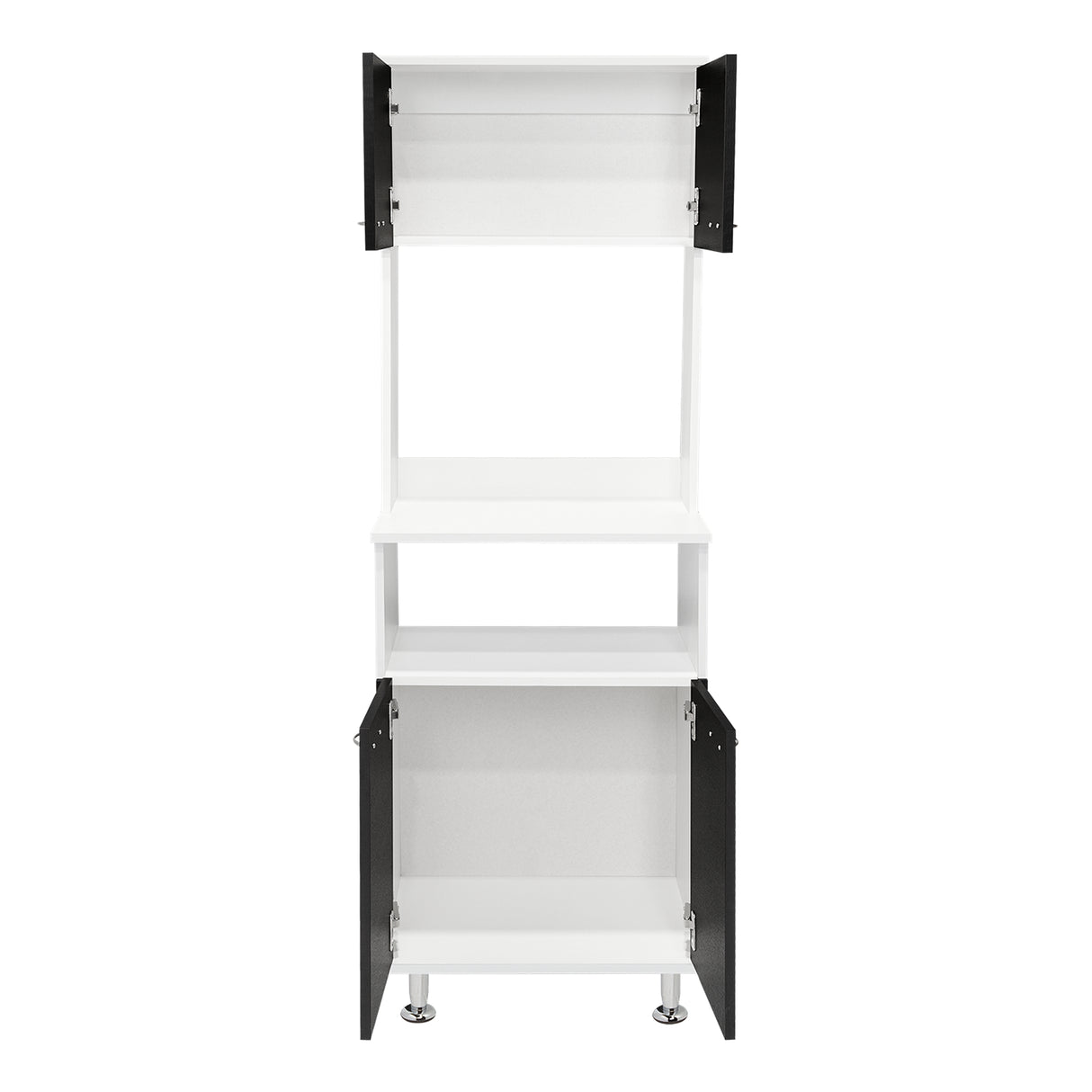 Alacena Fenix Blanco y Wengue 54x160cm sin Cajones y con Cuatro Puertas - Muebles Organizadores | Bylmo