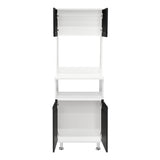 Alacena Fenix Blanco y Wengue 54x160cm sin Cajones y con Cuatro Puertas - Muebles Organizadores | Bylmo