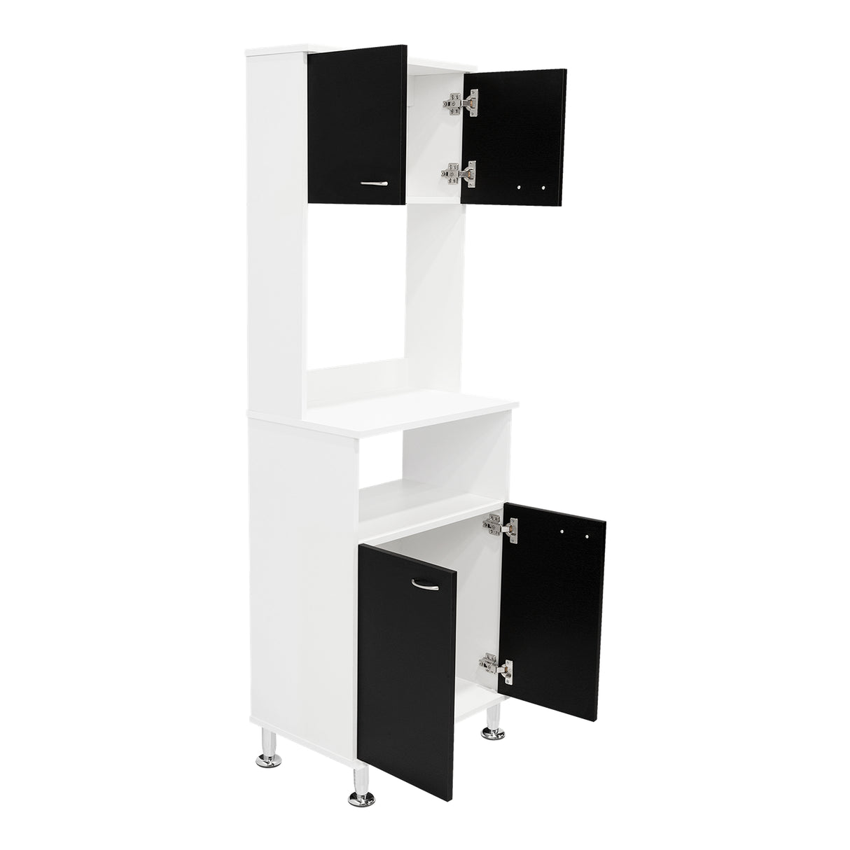 Alacena Fenix Blanco y Wengue 54x160cm sin Cajones y con Cuatro Puertas - Muebles Organizadores | Bylmo