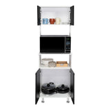 Alacena Fenix Blanco y Wengue 54x160cm sin Cajones y con Cuatro Puertas - Muebles Organizadores | Bylmo