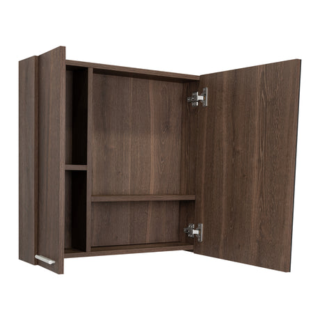 Gabinete de Baño Barcelona Coñac 60x60cm Cuadrado con Espejo y con Dos Entrepaños - Gabinetes | Bylmo