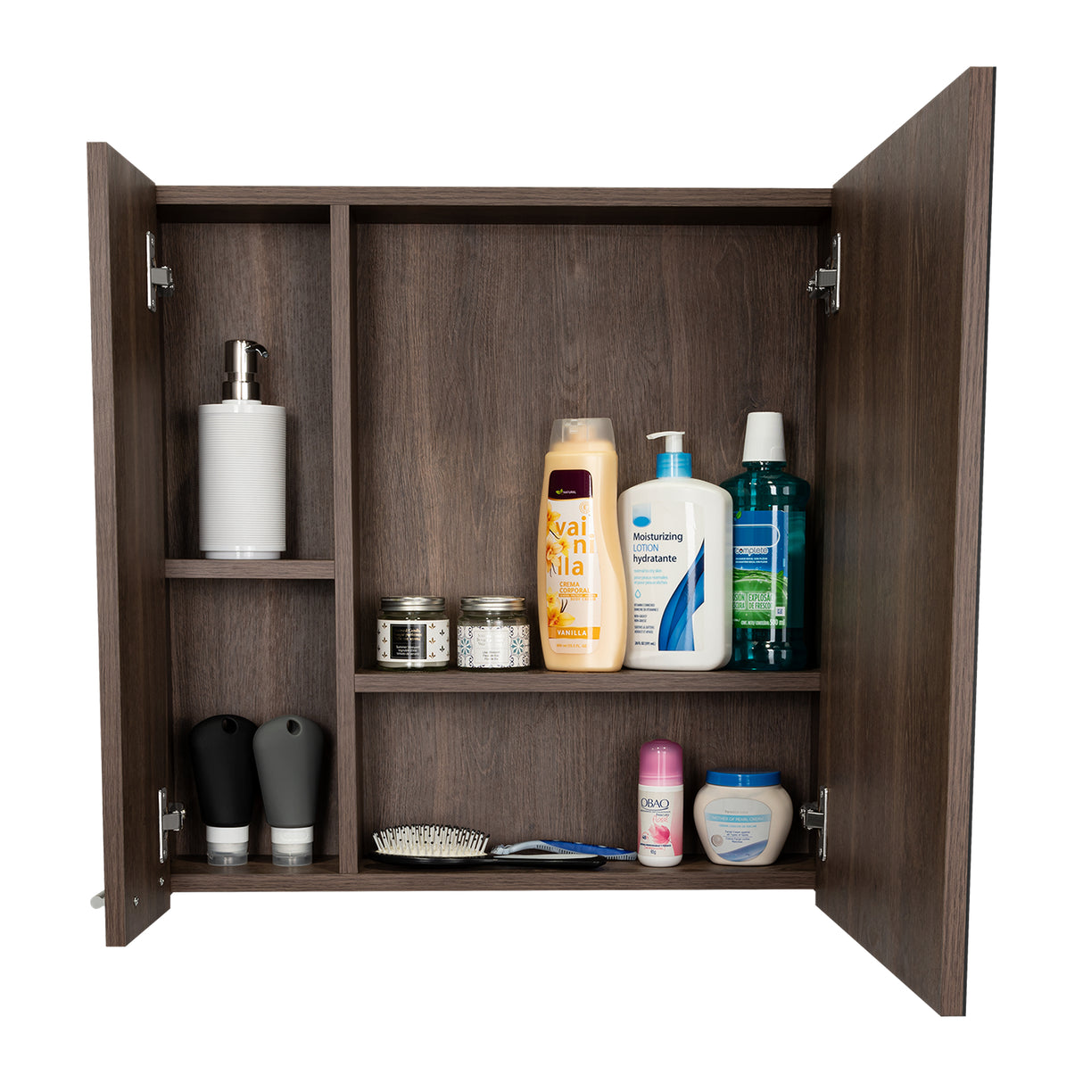 Gabinete de Baño Barcelona Coñac 60x60cm Cuadrado con Espejo y con Dos Entrepaños - Gabinetes | Bylmo